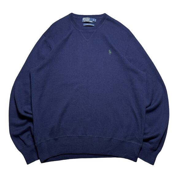 Polo Ralph Lauren Sweatshirt Mens Medium Crewneck Blue Pullover Pony Cotton - Picture 1 of 6